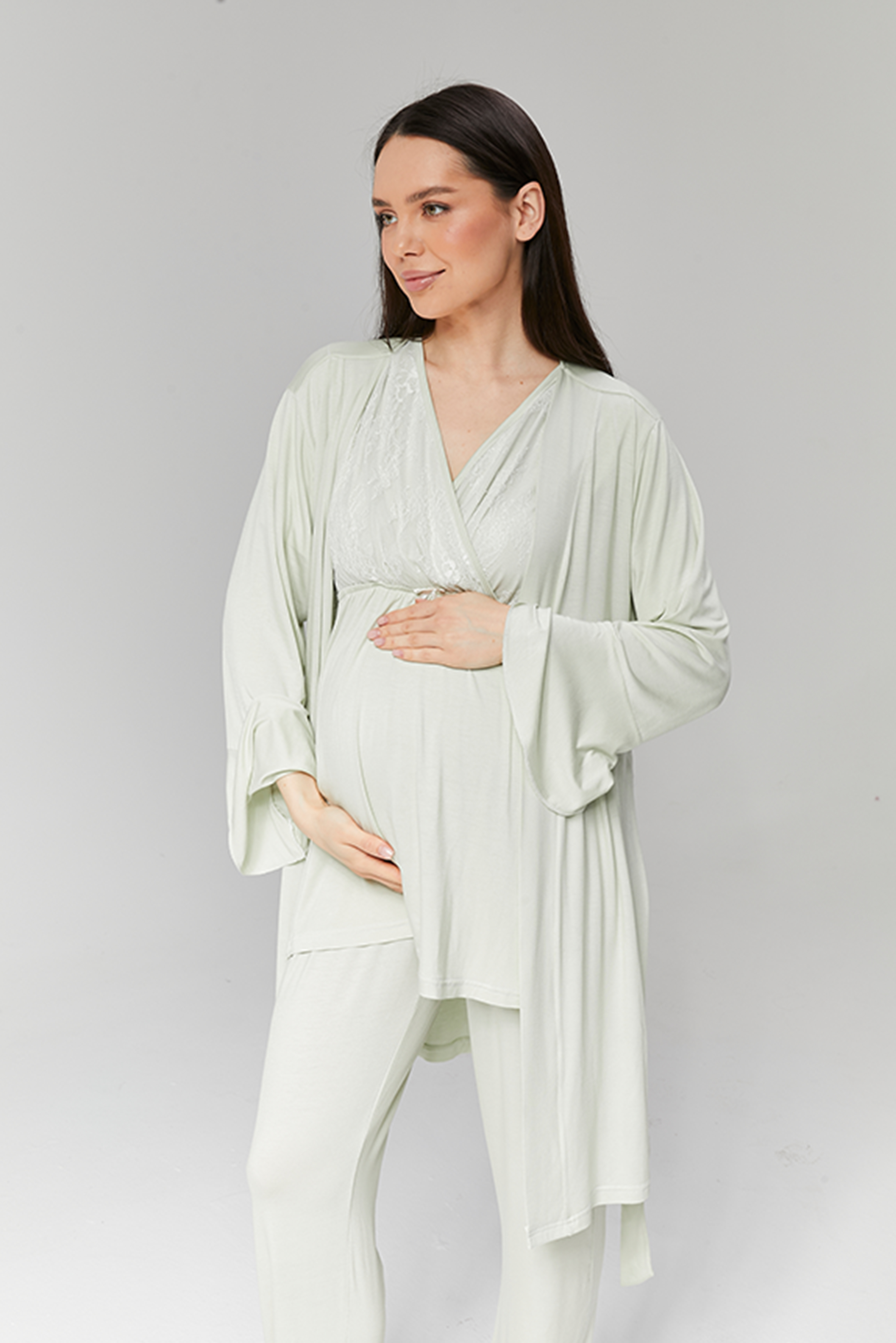 Su Yeşili Sabahlıklı Lohusa Pijama Takımı 502